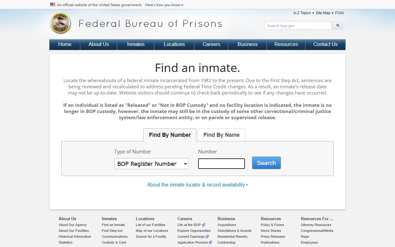 Federal Bureau of Prisons inmate locator for Oregon federal custody searches