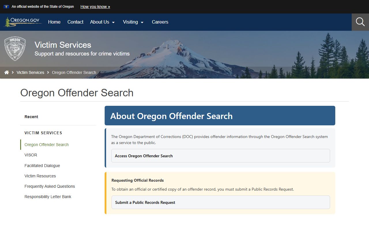 Oregon DOC offender search explainer for DOC inmate population lookup