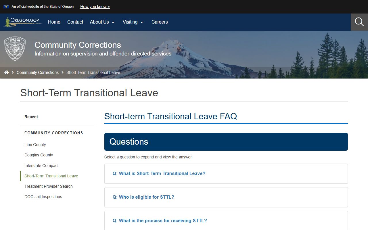 Oregon DOC short-term transitional leave information for release rules